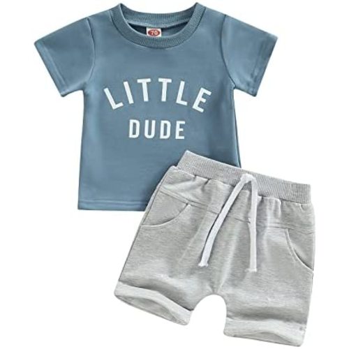 YINGISFITM Toddler Baby Boy Clothes Letter Short Sleeve T Shirt Top Boys Shorts with Pocket Cute Summer Outfit 2Pcs Set