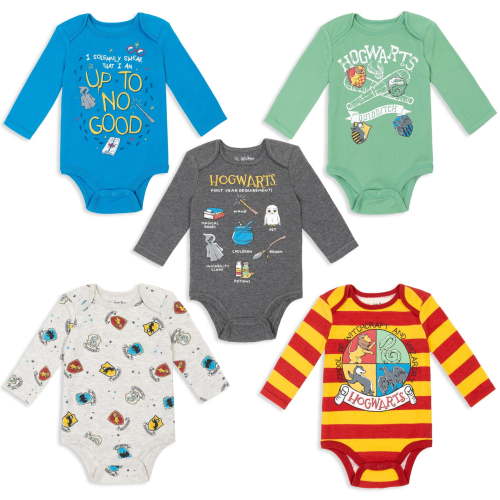 Harry Potter Infant Baby Boys 5 Pack Bodysuits Newborn to Infant