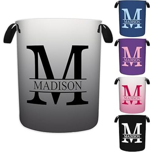 Custom Name Laundry Hamper, Personalized Collapsible Laundry Basket with Name for Baby Boys Girls Men Women, Customized Dirty Clothes Hamper Storage for Bedroom Bathroom Dorm Room Decor