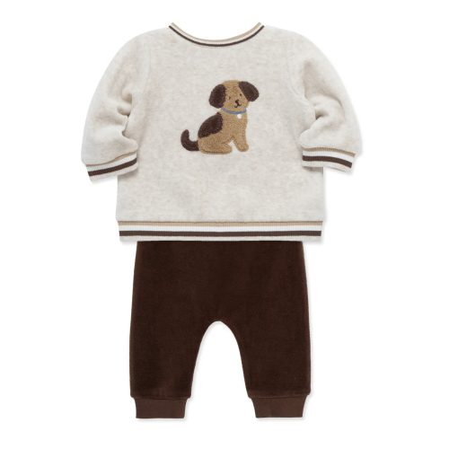 Little Me Fluffy Puppy Velour Jogger Set (Size: 9M)