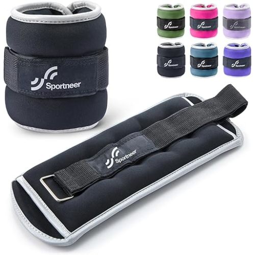 Sportneer Ankle Weights & Wrist Weights-0.5/1/2/3/4/5 Lbs for Men Women Kids Strength Training Arm and Leg Weights Set Comfortable and Soft Perfect for Running Walking Fitness Workout, 0.5-5 lbs Each Ankle, 1 Pair 1-10 lbs