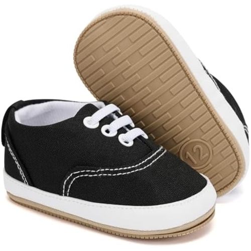 BACSAC Unisex Baby Boys Girls Canvas Sneakers, Infant Newborn First Walkers Shoes with Soft Anti-Slip Sole, Lightweight & Breathable