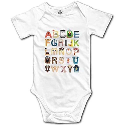 LittleHorn Cute Alphabet Short Sleeve Baby Bodysuit Infant Onesie for Girls Boys