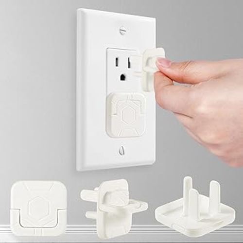 Outlet Covers Baby Proofing, 60 Pack Child Proof Plug Socket Covers Electric Plug Protectors Safety Caps with Hidden Pull Handle, for US 3-Prong, Classic