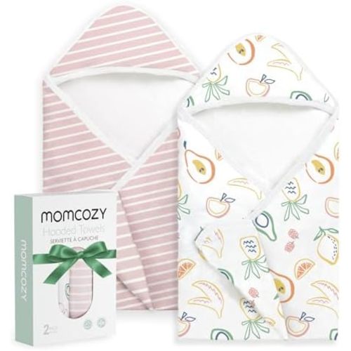 Momcozy Baby Towels, Soft Absorbent Bath Towel for Newborn&Toddler,Pink