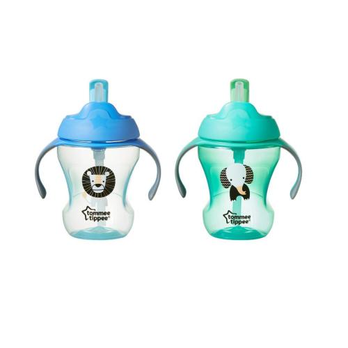 Tommee Tippee 2 Pack 8 Ounce Trainer Straw Cup - Blue and Green