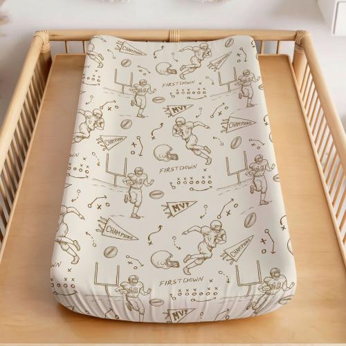 Football Changing Pad Cover Baby Boy  Personalized Name Changing Mat Cover Vintage Sport Nursery Decor Football Newborn Boy Changing Station