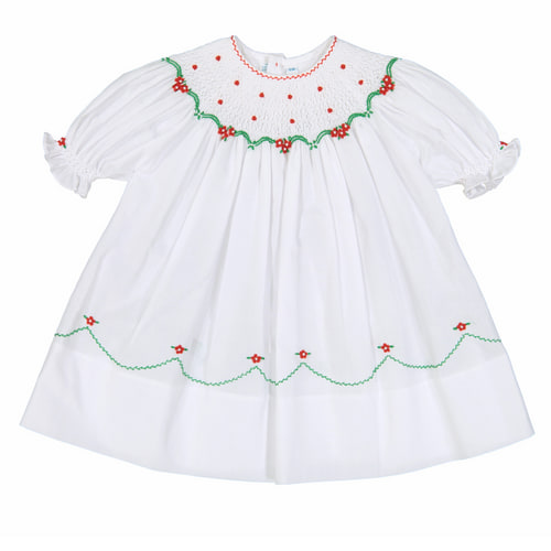 Short Sleeve Holiday Pearl Flower Bishop Dress I Feltman Brothers