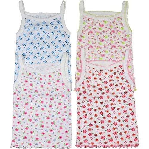 ToBeInStyle Girl's 4 Pack Ruffle Hem Spaghetti Strap Tank Tops