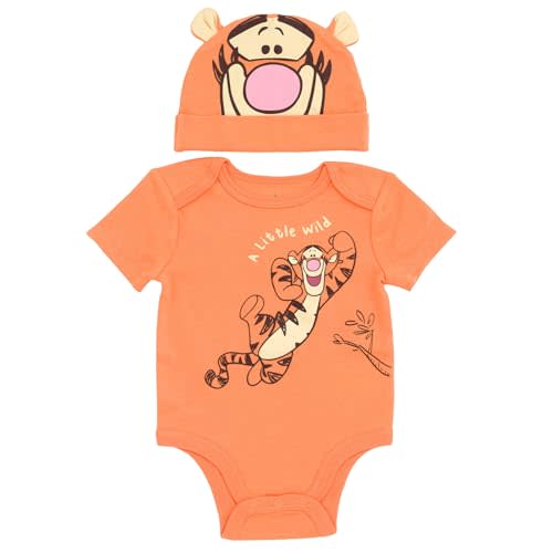 Disney Winnie the Pooh Tigger Newborn Baby Boys Cosplay Bodysuit and Hat Set Orange Tigger 0-3 Months