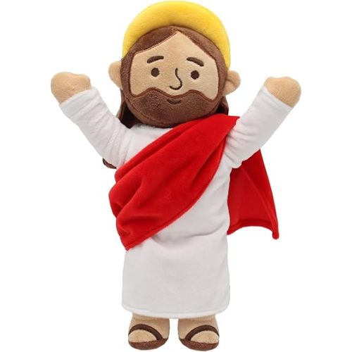 13" Jesus Plush Brown Jesus Stuffed Doll Christian Plushie Doll for Easter Christmas Church Religious Gifts for Kids Adults (brownred)