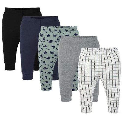 The Peanutshell Dino Boy Baby Boy Pants, Cotton Baby Boy Clothes, 0-3 Months, 5 Pack