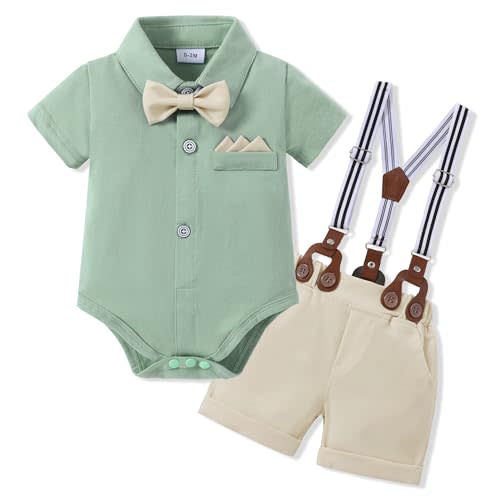 SANMIO Baby Boy Clothes Suits Short Sleeve Top+Bowtie+Suspender Shorts Summer Infant Gentleman Birthday Outfits