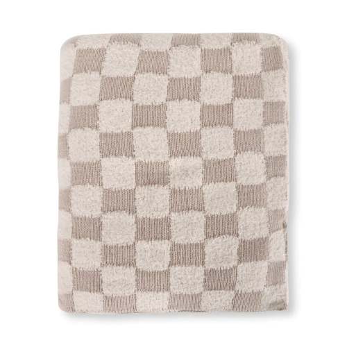 Viverano Organics Checkered - Terry Knit Sweater Knit Baby Blanket