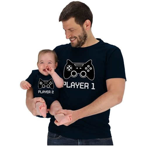 Tstars Player 1 & Player 2 Dad and Baby Matching Outfits | Funny Gamer Shirt Set for Father's Day and New Dads