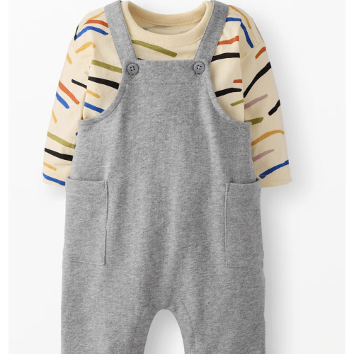 Baby Long Sleeve T-Shirt & French Terry Overalls Set | Hanna Andersson