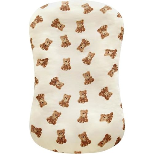 LifeTree Muslin Baby Lounger Cover, Newborn Slipcover Lounger Cover for Boys Girls Infant, Soft 70% Viscose from Bamboo and 30% Cotton, Cover Only, Bear Pattern,
