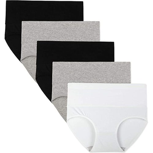 INNERSY Womens Underwear Cotton Briefs Postpartum High Waisted Panties 5 Pack