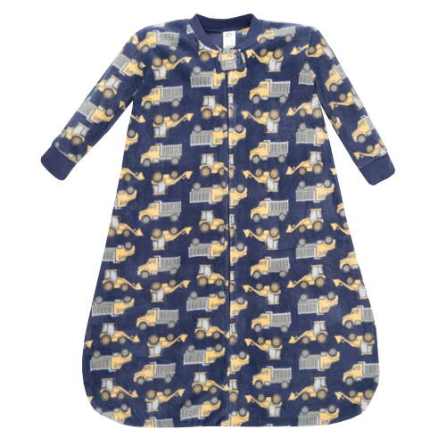 Hudson Baby Infant Boys Long-Sleeve Fleece Sleeping Bag, Construction Trucks, 0-6 Months