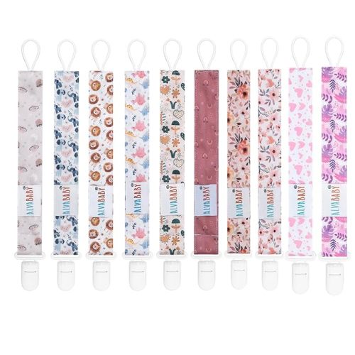 ALVABABY Pacifier Clips 10 Pack Pacifier Binky Paci Holder Leashes for Teethers 10DP02A