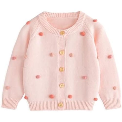 Simplee kids Baby Sweater Cardigan Jacquard Cable-Knit Spring Coat Long Sleeve Cardigan for Baby Girl