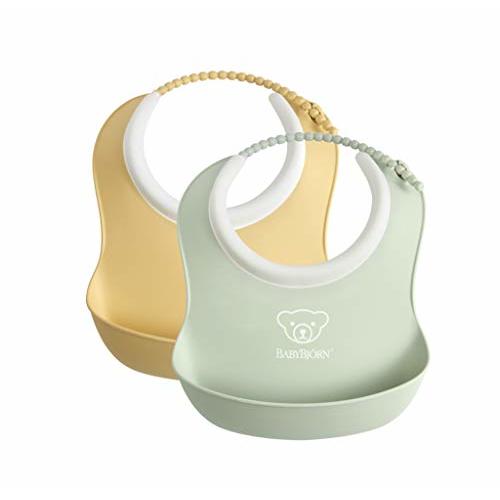 BabyBjörn Small Baby Bib, 2-Pack, Powder Yellow/Powder Green