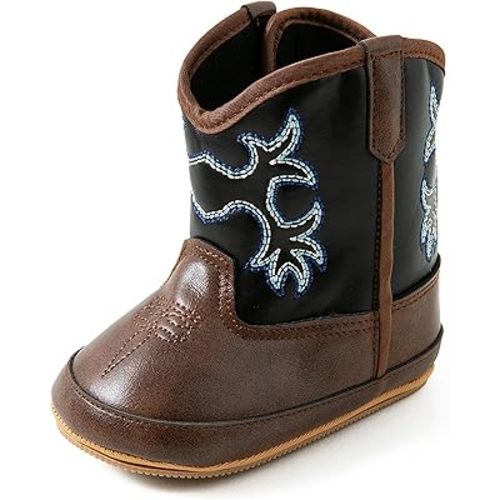 Jastore Infant Baby Boys Girls Booties Newborn Cowboy Boots Toddler Non-Slip Lace Up First Walking Shoes