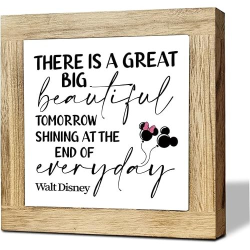 Positive Quote Sign, There's A Great Big Beautiful Tomorrow Shining at the End of Everyday, Wood Plaque Table Art Sign, Primitive Home Decor Sign, Motivational Presents, Friend Gift 5.9×5.9 inch
