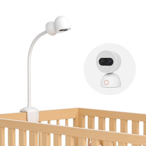 Simsky Baby Monitor Clip-on Mount, Plug & Play, Internal Cord Routing, Freely Adjust, Sturdy Flexible Baby Camera Holder for Crib Nursery, Compatible Camera