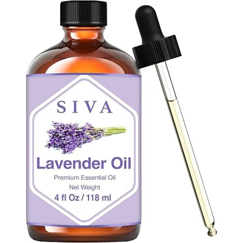 Siva Lavender Essential Oil 4 Fl Oz with Glass Dropper – 100% Pure, Natural, Undiluted & Therapeutic Grade, Amazing for Skin & Hair Care, Diffuser, Aromatherapy, Massage, DIY Soaps & Candles