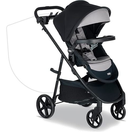Britax Brook+ Modular Baby Stroller, Ultra-Lightweight Infant and Toddler Stroller with SafeWash Insert and 4 Ways to Stroll, Graphite Onyx