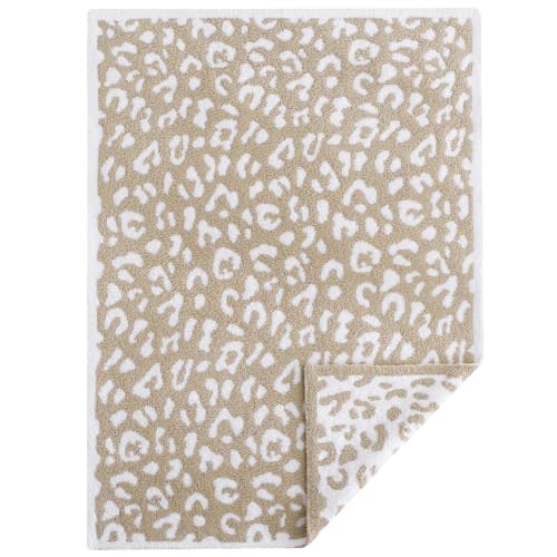 BOBOYOYO Plush Baby Blankets for Newborn Girls Boys Leopard Soft Fuzzy Warm Swaddle Receiving Blanket 30 x 40 Polyester Toddler Blanket for Crib Stroller Nursery Blue