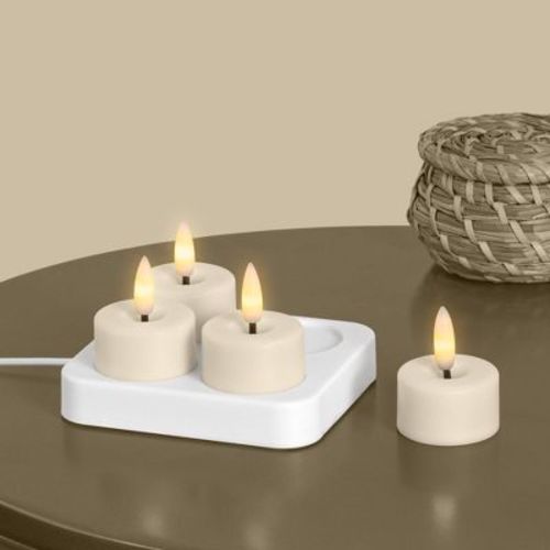 W&A Home 2"x2" 4pk Rechargeable LED Plastic Tea Light Candle