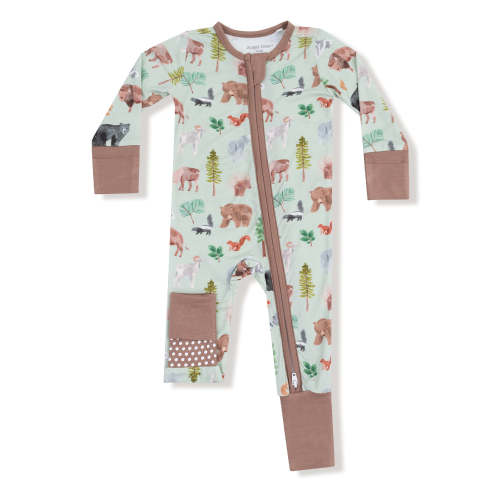 2-Way Zip Romper, American Woodland Animals