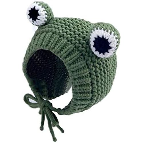 MINGSEECESS Kids Knitted Beanie Hat Cute Frog Cartoon Winter Warmer Cap with Big Eyes for Baby Boys Girls