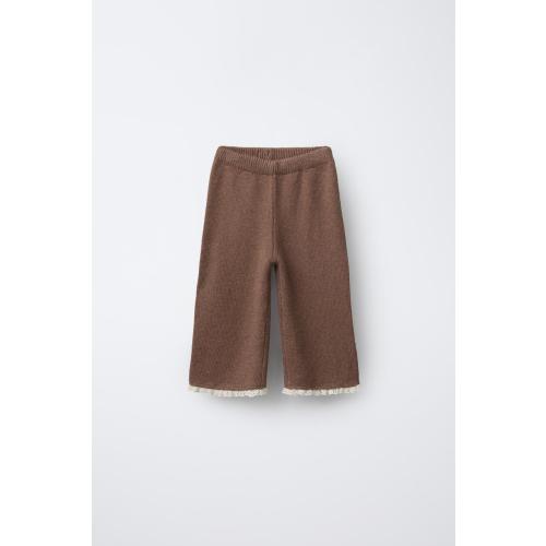 LACE TRIM KNIT CULOTTES - Brown / Taupe | ZARA United States