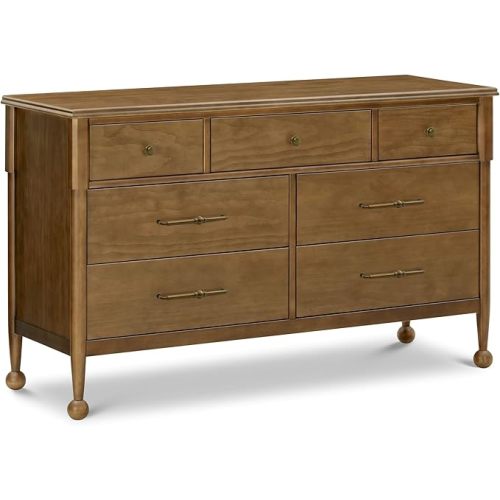 Namesake Alouette 7-Drawer Wide Assembled Dresser (56") with 9+ inch Drawer Extension for Nursery in Natural Walnut, Greenguard Gold Certified, Storage for Baby Clothes, Kids’ Room Bedroom & More