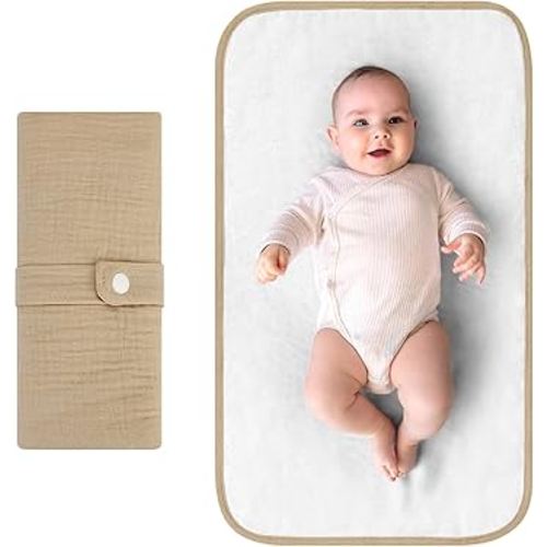 Accmor Portable Diaper Changing Pad, Muslin Cotton Foldable Baby Changing Mat for Travel, Baby Essentials Shower Registry Gifts