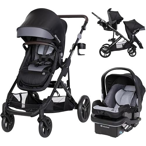 Baby Trend Morph Single to Double Modular Stroller Travel System with EZ-Lift™ PLUS Infant Car Seat, Dash Black