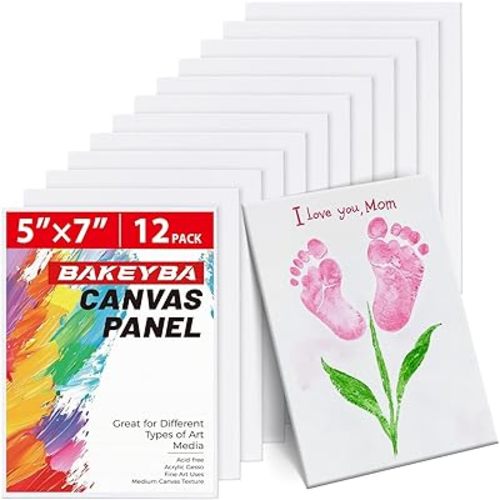 12Pcs 5x7 Inch Painting Canvas Boards Small Canvas for Kids Crafts, White Blank 100% Cotton Primed, Painting Art Supplies