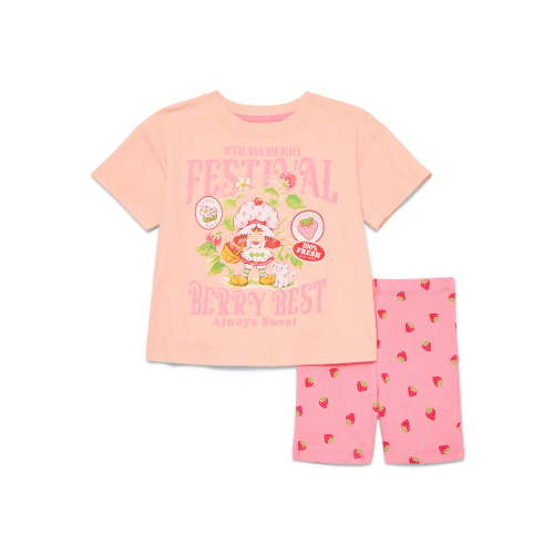 Strawberry Shortcake Toddler Girls Graphic Tee and Bike Shorts Set, 2-Piece, Sizes 12M-5T