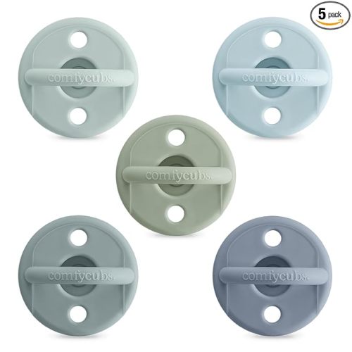 Comfy Cubs Baby Pacifiers, 5 Pack for 0+ Months - Soft Breast-Like Nipple Shape - CPSIA Compliant Silicone Pacifier for Newborns - Girl Pack Baby Essentials - Ideal Newborn Gift Set - Multicolor Boy