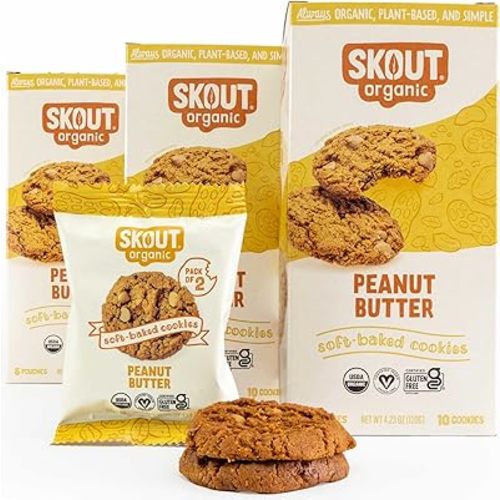 Skout Organic Peanut Butter Cookies (3 Pack) | Soft Baked Cookies | Plant-Based | Vegan | Gluten, Dairy, & Soy Free