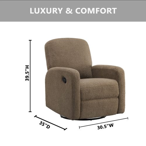 Oxford Baby Snuggly Upholstered Glider Recliner, GreenGuard Gold Certified, 360° Swivel for Nursery & Living Room