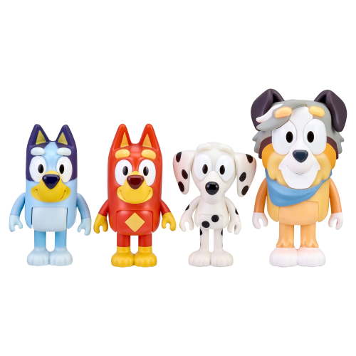 Bluey School Figure 4-Pack, with Calypso, Bluey, Chloe, Rusty Ages 3+, Toddler Toy