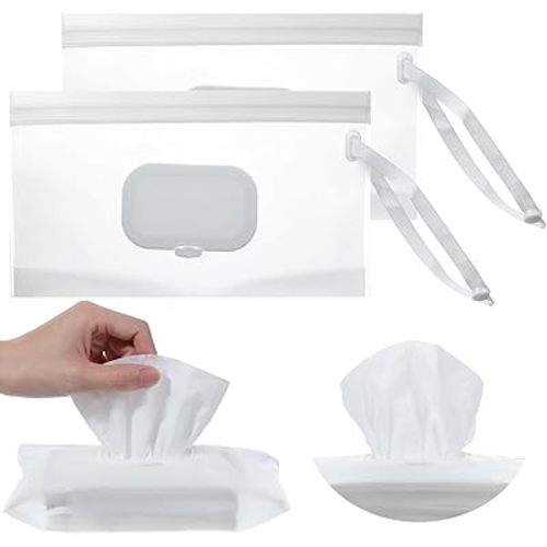 3 Pcs White Travel Baby Wipe Case, Eva Refillable Wipes Container, Clear Portable Wipes Dispenser, Reusable Waterproof Wipe Holder for Diaper Bag Travel Strollers Backpacks