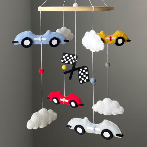 Racing Cars Baby Mobile | Felt Vintage Nursery Decor