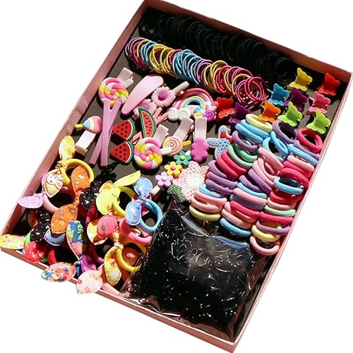 YANRONG Hair Accessories Set (1189PCS) - Candy Colors Eco-friendly Nylon Hair Ties, Disposable Rubber Bands, Hair Bands, and Hair Clips for Women and Girls - Pink
