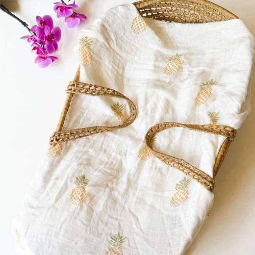 Pineapple Organic Bamboo Swaddle | Tropical Nursery Decor – Coca + B.