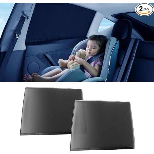 DMJN Car Window Shades for Baby (100% Efficient Block UV & Scorching Sun) Car Privacy Shades for Side Windows,Easy to Install,Nano Ice-Crystal Coatings-Universal Fit (Medium),2 Pack